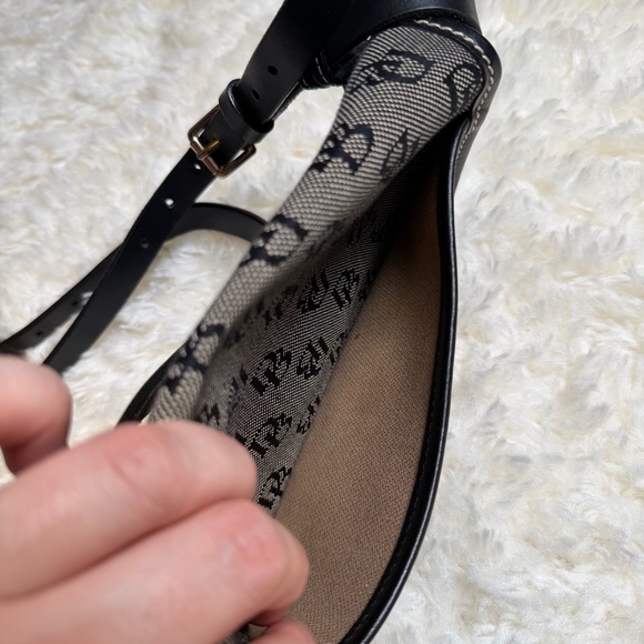 Vintage 90s Dooney & Bourke Black Signature Canvas Crossbody Bag - Picture 7 of 8
